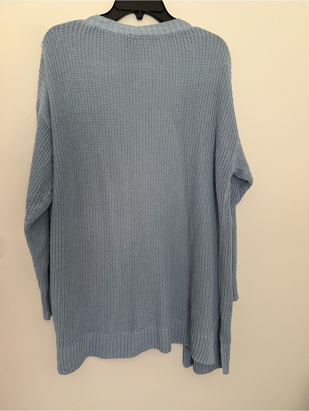 Light Blue Open-Front Knit Cardigan Sweater